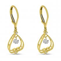 14K Dashing Diamond Dangle Pear Lever Back Earring