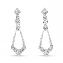 14K White Gold Diamond Geometric Dangle Earrings