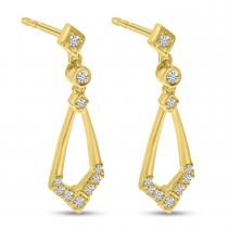 14K Yellow Gold Diamond Geometric Dangle Earrings