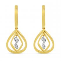 14K Yellow Gold Floating Diamond Drop Earrings