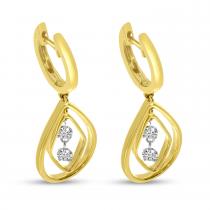 14K Yellow Gold Floating Diamond Drop Earrings