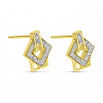 14K Yellow Gold Diamond Geometric Stud Earrings