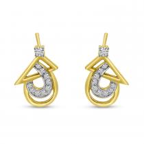 14K Yellow Gold Diamond Triangle and Pear Post Earrings