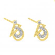 14K Yellow Gold Diamond Triangle and Pear Post Earrings