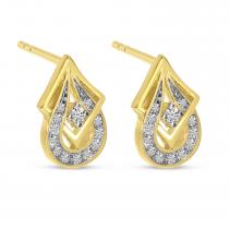 14K Yellow Gold Diamond Geometric Pear Stud Earrings