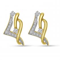 14K Yellow Gold Diamond Swirl Geometric Stud Earrings