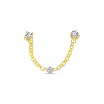 14K Yellow Gold Double Hole Diamond Chain Earrings