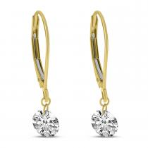 14K Yellow Gold 1.00 ct Single Dashing Diamonds Leverback Earrings