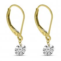 14K Yellow Gold 1.00 ct Single Dashing Diamonds Leverback Earrings