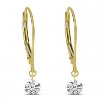 14K Yellow Gold .50 ct Single Dashing Diamonds Leverback Earrings