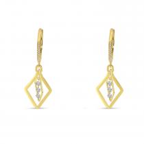 14K Yellow Gold Dashing Diamond Petite 3D Geometric Earrings