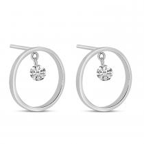 14K White Gold Dashing Diamonds Front Hoop .20 Ct Diamond Earrings