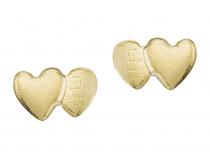 14K Yellow Gold Baby Double Heart Screwback Earrings