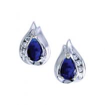 14K White Gold Pear Sapphire and Diamond Stud Earrings