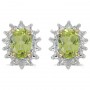 14k Yellow Gold Oval Peridot And Diamond Earrings