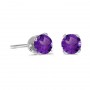 14k White Gold Round Amethyst Stud Earrings