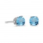 14k White Gold Round Blue Topaz Stud Earrings