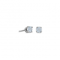 14k White Gold Round Aquamarine Stud Earrings