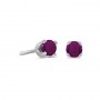 14k White Gold Round Ruby Stud Earrings