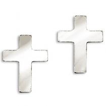 14K White Gold Baby Cross Screwback Earrings