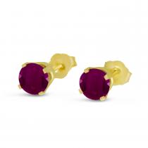 14K Yellow Gold 5mm Diffused Ruby Birthstone Earrings