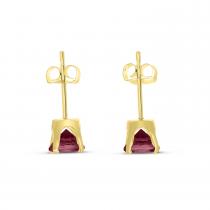 14K Yellow Gold 5mm Diffused Ruby Birthstone Earrings