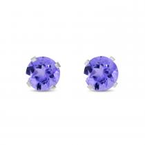 14K White Gold 5mm Round Tanzanite Birthstone Earrings