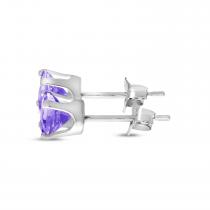 14K White Gold 5mm Round Tanzanite Birthstone Earrings