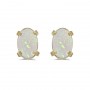 14k Yellow Gold Oval Opal Earrings