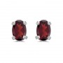 14k White Gold Oval Garnet Earrings