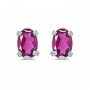 14k White Gold Oval Pink Topaz Earrings