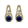 14k Yellow Gold Round Sapphire And Diamond Earrings