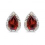 14k Yellow Gold Pear Garnet And Diamond Earrings