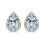 14k Yellow Gold Pear Aquamarine And Diamond Earrings