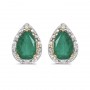 14k Yellow Gold Pear Emerald And Diamond Earrings