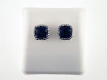 14K White Gold 7mm Cushion Amethyst and Diamond Earrings