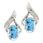 14K White Gold Oval Blue Topaz and Diamond Earrings