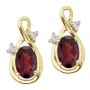 14K Yellow Gold Oval Garnet and Diamond Figure 8 Earrings