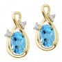 14K Yellow Gold Oval Blue Topaz and Diamond Figure 8 Earrings