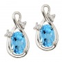 14K White Gold Oval Blue Topaz and Diamond Figure 8 Earrings