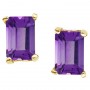 14K Yellow Gold Emerald Cut Amethyst Earrings