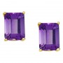 14K Yellow Gold 7x5 mm Emerald Cut Amethyst Earrings