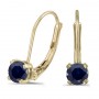 14k Yellow Gold Round Sapphire Lever-back Earrings