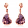 14K Rose Gold large Pear Shape Amethyst with Diamonds Semi Precious Fashion Earr