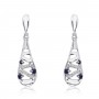 14K White Gold Sapphire and Single Cut Diamond  Beehive Precious Fashion Earring