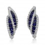 14K White Gold Sapphire and Diamond Bypass Precious Fashion Earrings