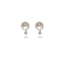 14K White Gold Pearl and Dashing Diamond Post Earring