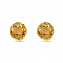 14K Yellow Gold 4mm Round Citrine Millgrain Halo Earrings