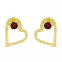 14K Yellow Gold Round Amethyst Open Heart Post Earring