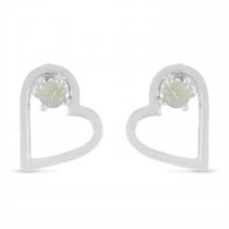 14K White Gold Round Opal Open Heart Post Earring